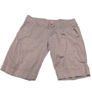 O'Neill Women's Linen Blend Shorts Junior Size 9 Khaki Button Fly